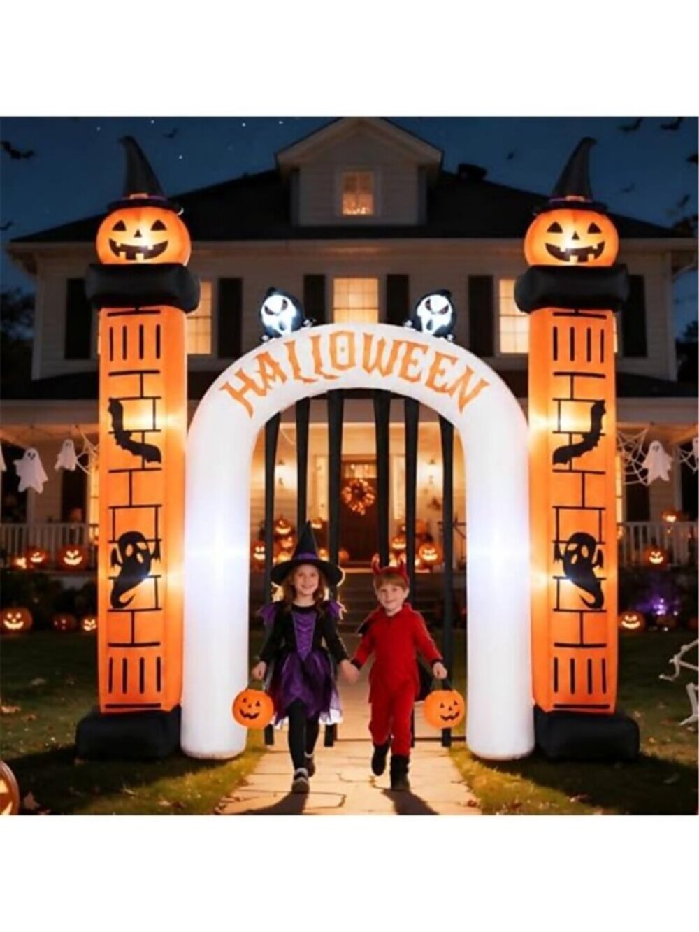 11FT Halloween Inflatable Archway Outdoor Decorations with 11 LEDs, Blow Up